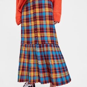Zara checked midi skirt